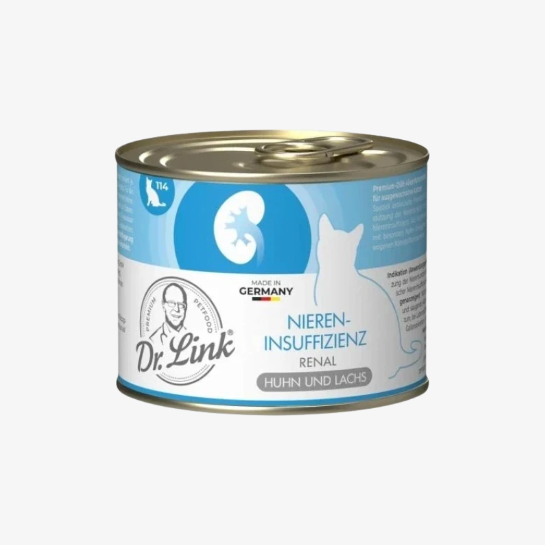 Lata Dieta Especial Insuficiencia Renal / Pollo y Salmón 200gr - Dr. Link