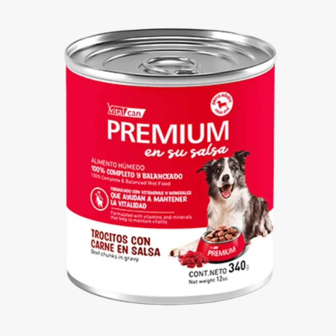 Lata para Perro Vitalcan Premium Sabor Carne 340 GR