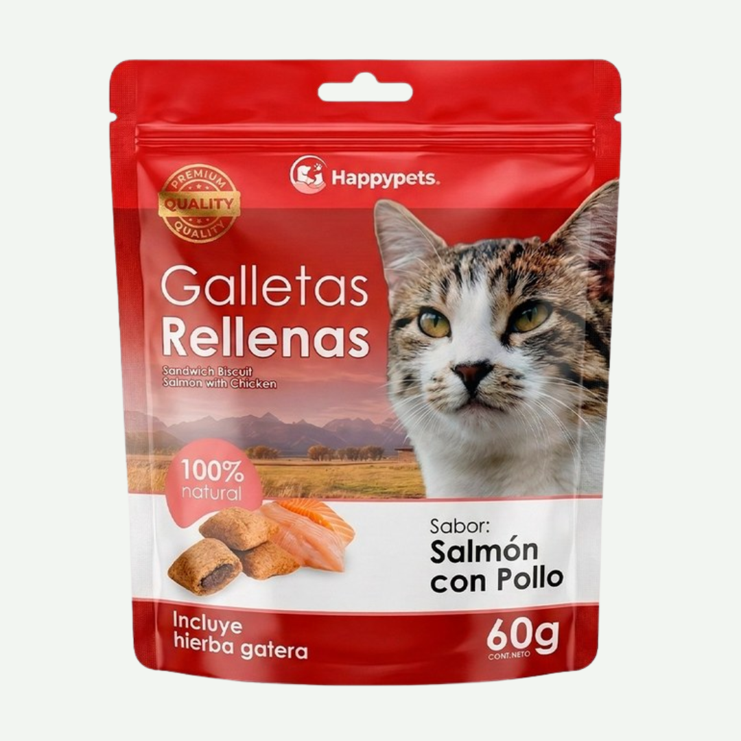 Galletas Rellenas - Sabor Salmón con Pollo 60g