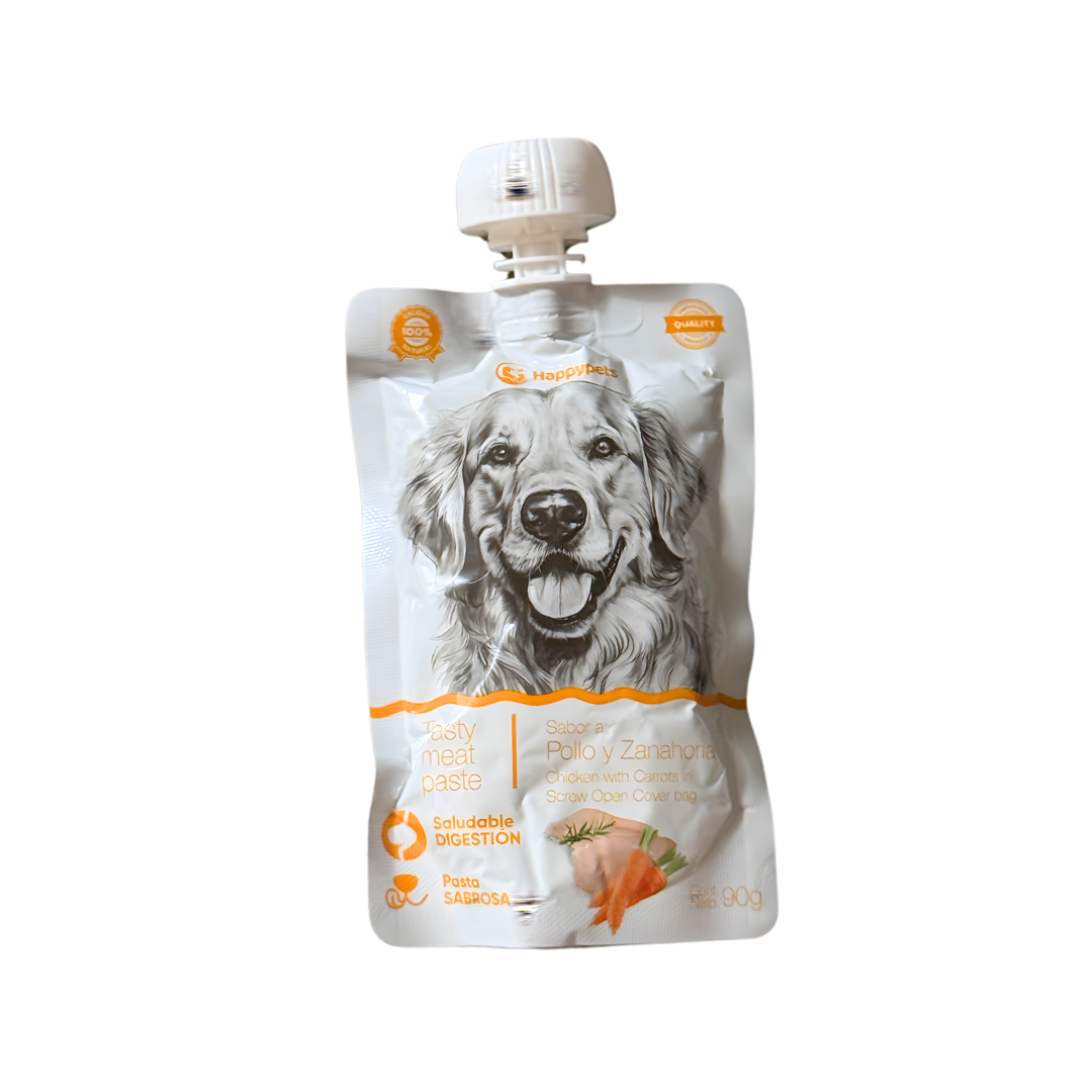Snack Pasta liquida sabor Pollo/Zanahoria HAPPYPETS 90GR
