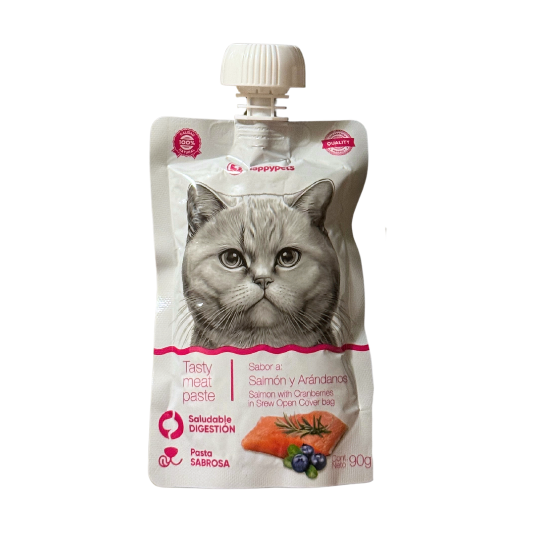 Snack Pasta liquida sabor Salmón/Arándanos HAPPYPETS 90GR