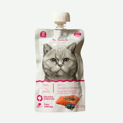Snack Pasta liquida sabor Salmón/Arándanos HAPPYPETS 90GR