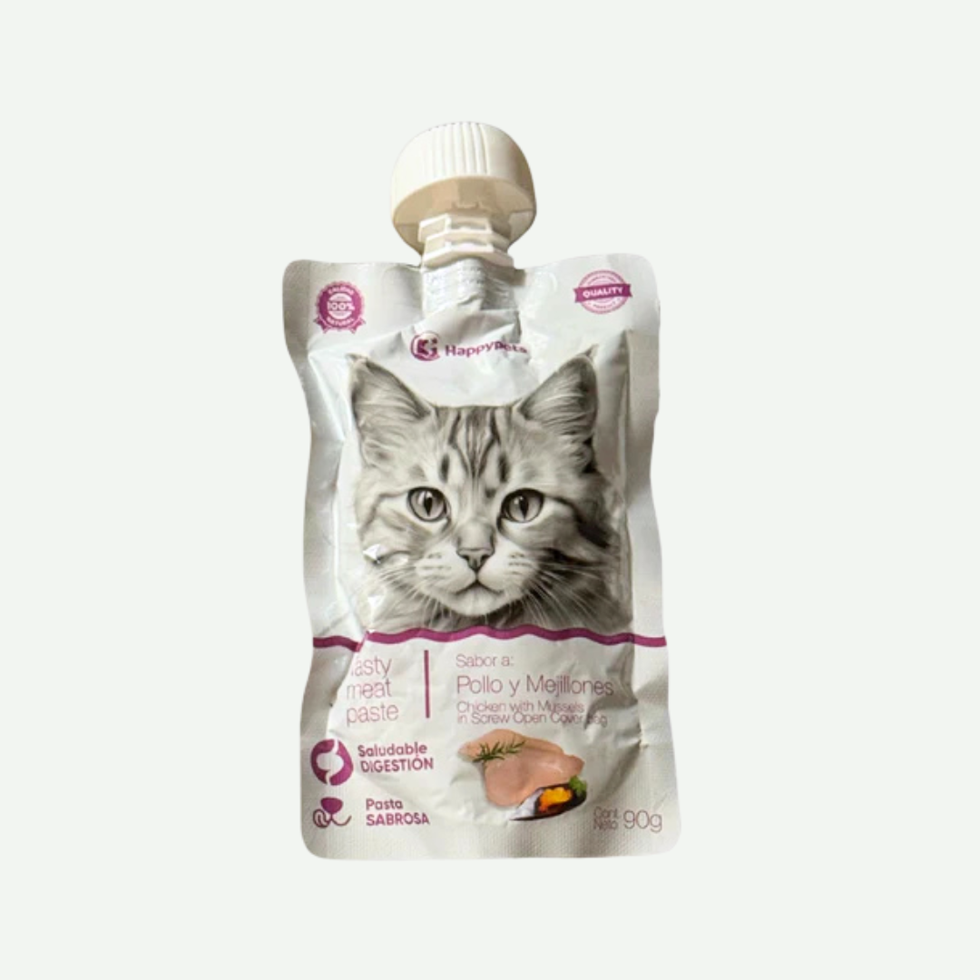 Snack Pasta liquida sabor Pollo/Mejillones HAPPYPETS 90GR