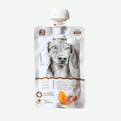 Snack Pasta liquida sabor Zapallo/Cordero HAPPYPETS 90GR