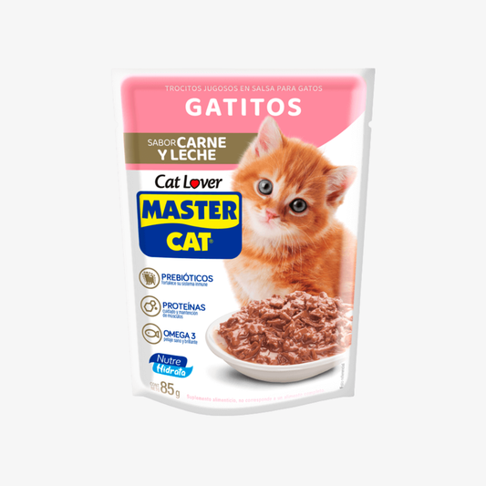 Sobres de Alimento Húmedo Master Cat Gatitos Carne y leche 85g