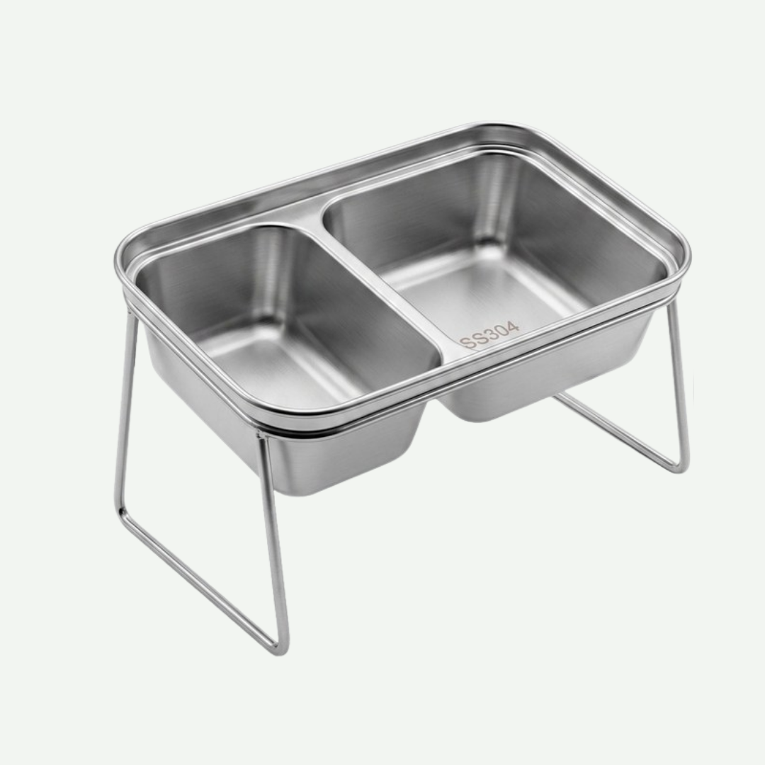 Plato Elevado Doble de Acero inoxidable